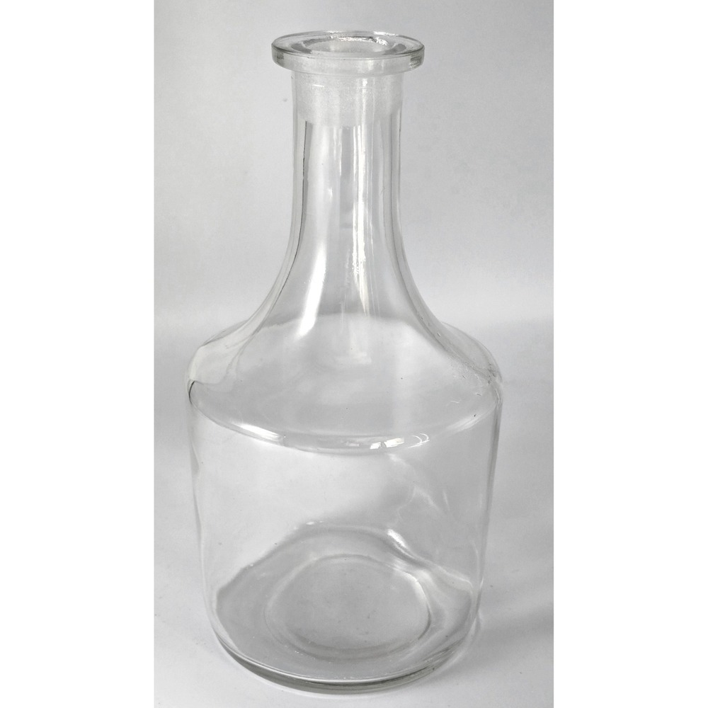 Early American Hand Blown‎ Clear Glass Apothecary Bottle Decanter Vase Heavy 9in